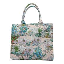 "As Is" Wildflower Parisian Toile Print Tote with Coin Purse Set