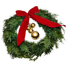 "As Is" Winter Lane 22" Cedar Bells Wreath with Timer