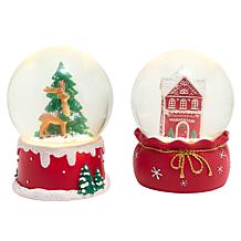 "As Is" Winter Lane 5" LED Resin Snow Globes Set of 2