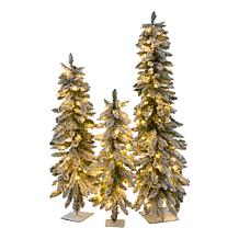 "As Is" Winter Lane Down Swept LED Trees 3-Piece Set