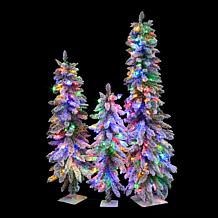 "As Is" Winter Lane Down Swept LED Trees 3-Piece Set