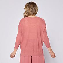 "As Is" WynneCollection 3/4-Sleeve V-Neck Baby Boucle Sweater