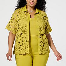 "As Is" WynneCollection Abstract Floral Lace Top