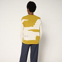 "As Is" WynneCollection Cotton-Blend Intarsia Sweater
