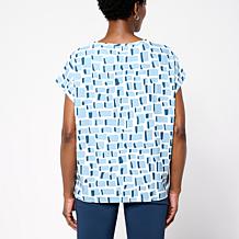 "As Is" WynneCollection Drapey Twill Dolman Sleeve Crew Neck Top