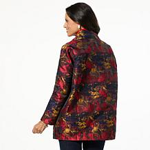 "As Is" WynneCollection Floral Jacquard Peacoat
