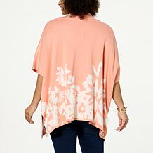 "As Is" WynneCollection Floral Jacquard Poncho Topper