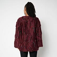 "As Is" WynneCollection Long-Sleeve Organza Cut Jacquard Jacket