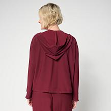 "As Is" WynneCollection Luxe Crepe Drawstring Hem Hoodie