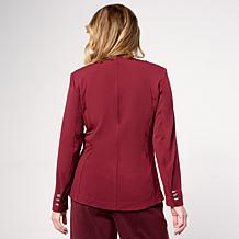 "As Is" WynneCollection Luxe Crepe Knit Blazer with Tuck Detail