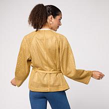 "As Is" WynneCollection Perforated Bonded Faux Suede Belted Jacket