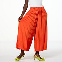 "As Is" WynneCollection Pleated Crepe Knit Pant with Pockets