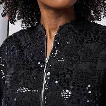"As Is" WynneCollection Sequined Bomber Jacket