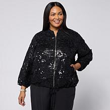 "As Is" WynneCollection Sequined Bomber Jacket