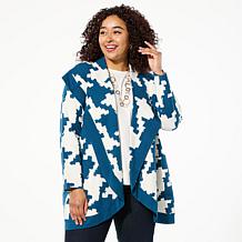 "As Is" WynneCollection SoftKNIT Patterned Sweater Knit Coat