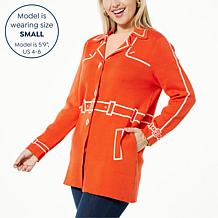 "As Is" WynneCollection SoftKNIT Trompe L'oeil Trench Topper