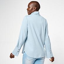 "As Is" WynneLayers Cotton Blend Long-Sleeve Cuff Detail Turtleneck...