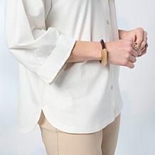"As Is" WynneLayers Cotton-Spandex Top with Gathered Cuff
