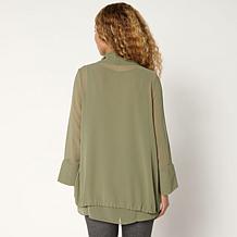 "As Is" WynneLayers Drape-Front Chiffon Jacket