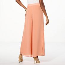 "As Is" WynneLayers Pull-On Pant with Chiffon Overlay
