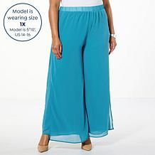 "As Is" WynneLayers Pull-On Pant with Chiffon Overlay