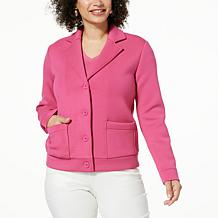 "As Is" WynneLayers Scuba Knit Button-Down Jacket