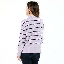 "As Is" WynneLayers Striped Mock-Neck Pullover Sweater
