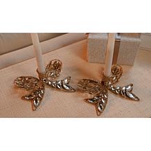 august & leo 2-Piece Jeweled Bow Candle Holders