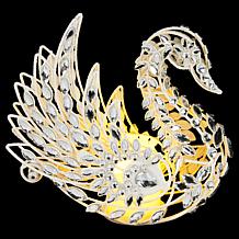 august & leo 9" Jeweled Glitter Swan Décor with Flameless Candle
