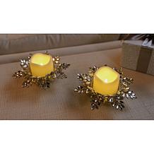 august & leo Jeweled Leaf Candle Holder - Set of 2