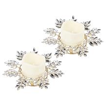 august & leo Jeweled Leaf Candle Holder - Set of 2