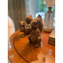 august & leo Set of 2 Jeweled Squirrel Statues