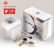 Automatic Espresso Machine, Milky White with Ash Wood Portafilter