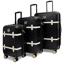 Badgley Mischka Grace 3-Piece Expandable Retro Luggage Set