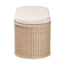 bali and pari Barid Rattan Oval Storage Bench with Cushion