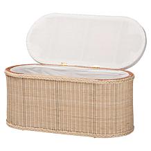 bali and pari Barid Rattan Oval Storage Bench with Cushion