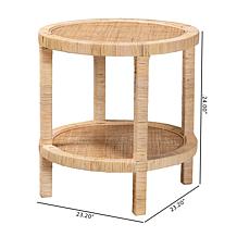 bali & pari Bella Mahogany Wood and Natural Rattan 2-Tier End Table