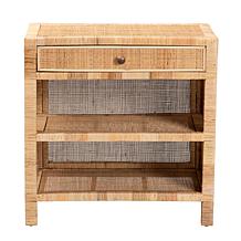 bali & pari Bella Mahogany Wood and Rattan 1-Drawer Console Table