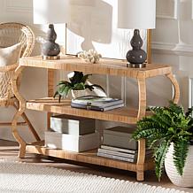 bali and pari Dalida Rustic Mahogany and Rattan 3-Tier Console Table