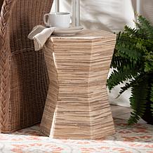 bali and pari Idana Bohemian Hexagonal Grasscloth End Table 