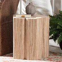 bali and pari Janeth Bohemian Grasscloth End Table - 18.1" x 16" x 16"