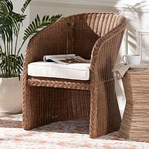 bali and pari Memphis Bohemian Rattan Arm Chair w/Removable Cushion