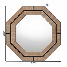 bali and pari Mirai 30" Octagonal Accent Mirror with Grasscloth Frame