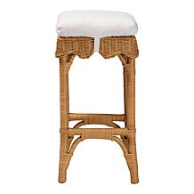bali and pari Muy Bohemian Scallop Rattan Bar Stool with Cushion