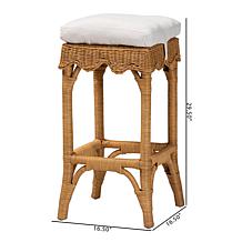 bali and pari Muy Bohemian Scallop Rattan Bar Stool with Cushion