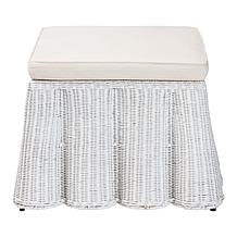 bali and pari Palm Bohemian White Rattan Ottoman