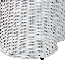 bali and pari Palm Scallop Console Table with Rattan and Metal Frame