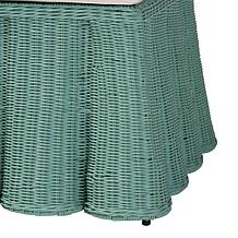 bali and pari Palm Scallop Ottoman with Woven Rattan and Plush Cushion