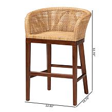 bali & pari Papua Rustic Acacia Wood & Rattan Counter Stool