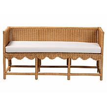 bali and pari Serenay Bohemian Scallop Rattan Accent Bench